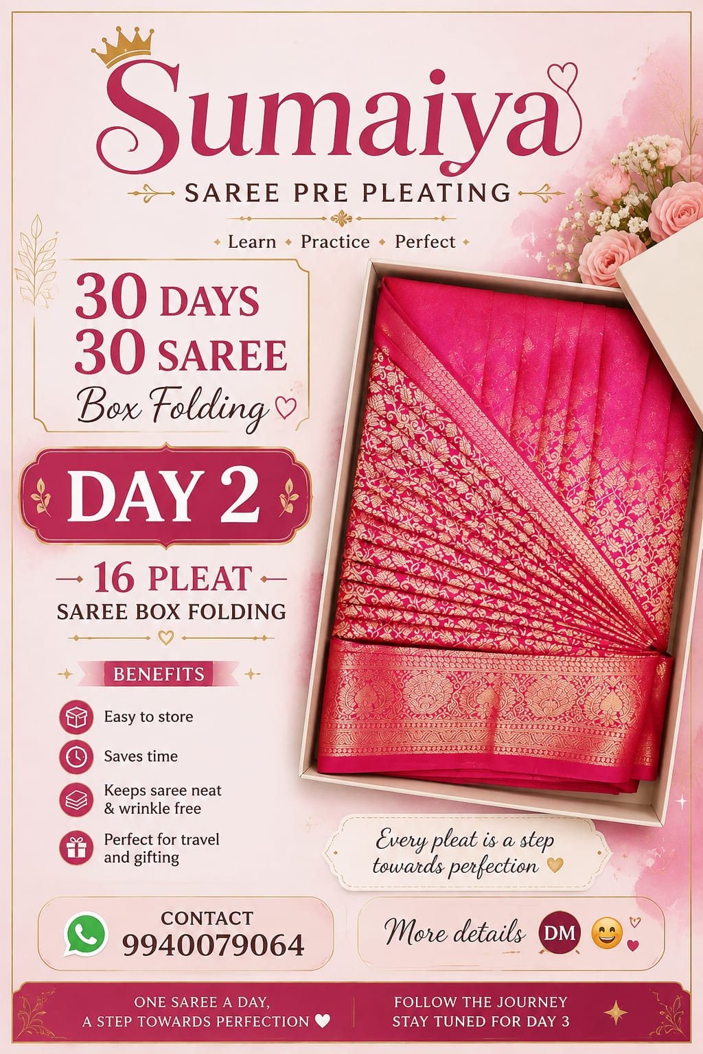 Sumaiya Saree Pre Pleating and Class Thumb 3
