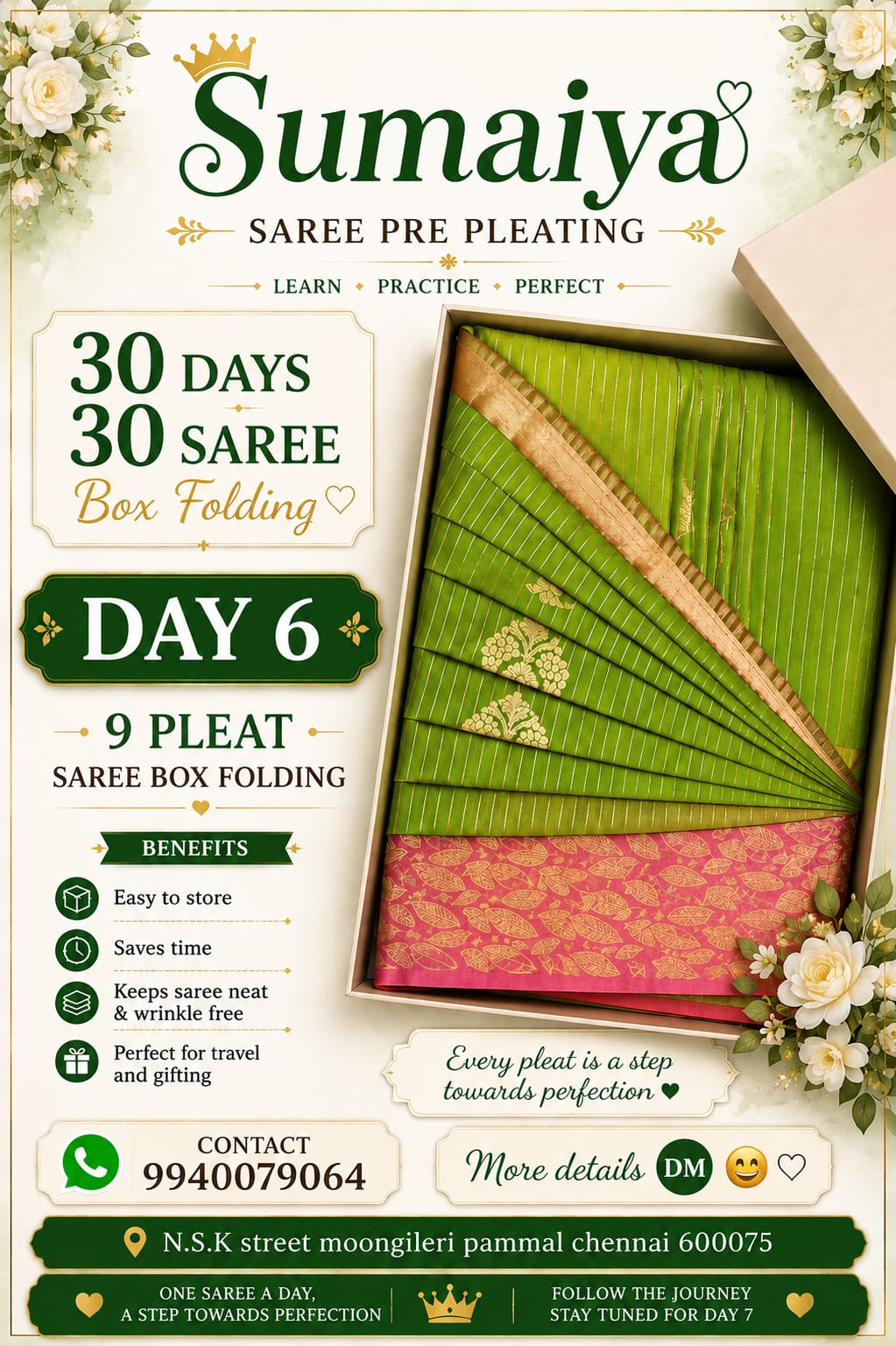 Sumaiya Saree Pre Pleating and Class Thumb 6